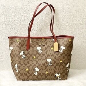 Coach Brown Snoopy and Woodstock Tote